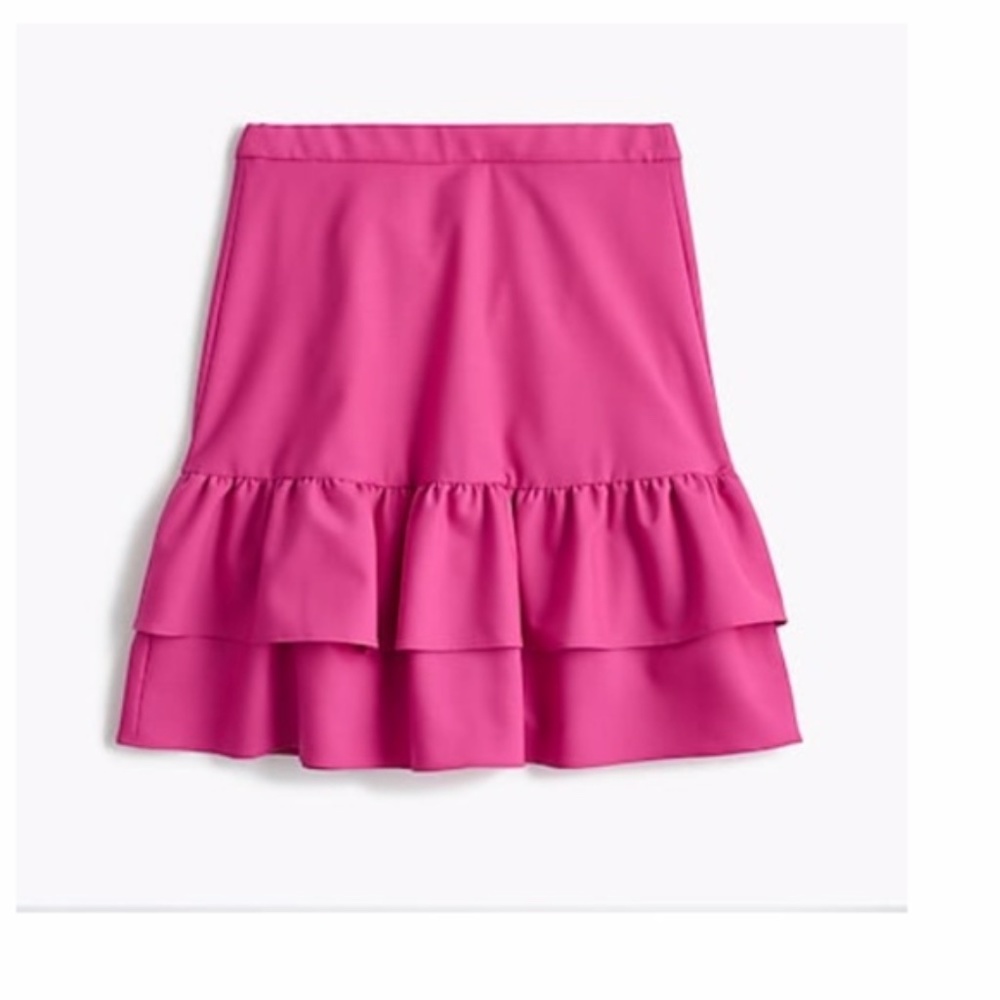 J. Crew Pink Wool Flannel Ruffle Skirt NWT - Picture 2 of 8
